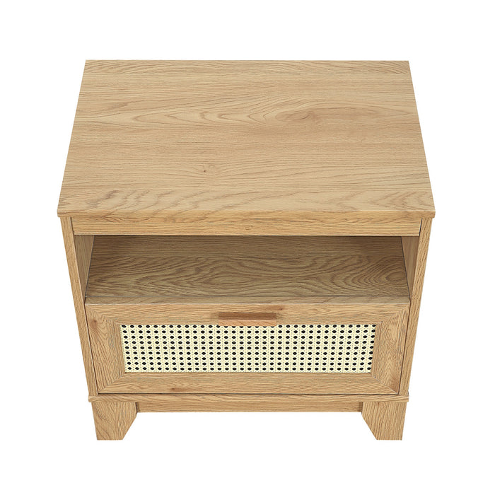 Manhattan Comfort Sheridan Modern Cane Nightstand - Natural
