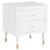 Manhattan Comfort Stanton Modern Nightstand with 2 Full Extension Drawers & Solid Wood Legs - White