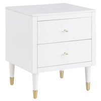 Manhattan Comfort Stanton Modern Nightstand with 2 Full Extension Drawers & Solid Wood Legs - White