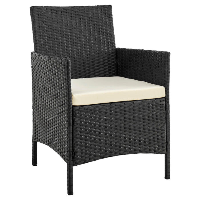 Manhattan Comfort Imperia Steel Rattan 4-Piece Patio Conversation Set - Cream