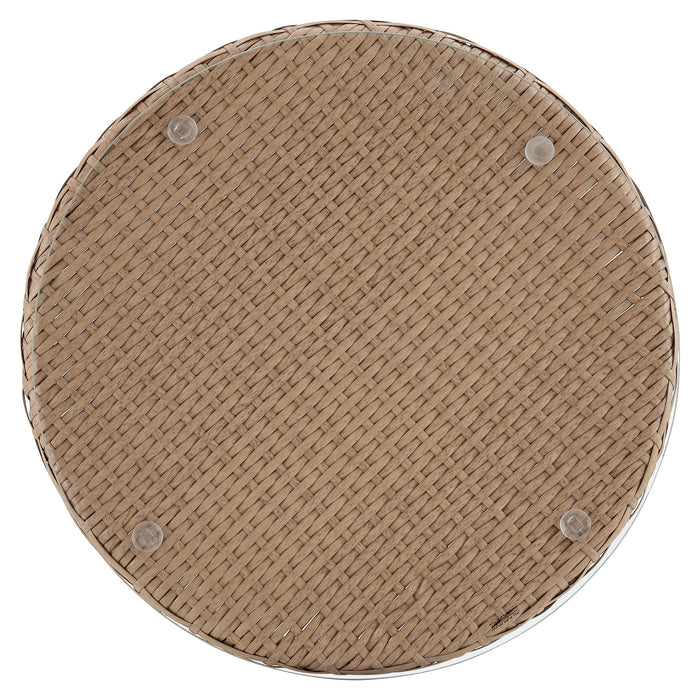 Manhattan Comfort Antibes 1.0 Steel Rattan 3-Piece Patio Conversation Set - Cream