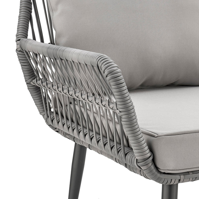 Manhattan Comfort Cannes Rope Wicker 3-Piece Patio Conversation Set - Grey