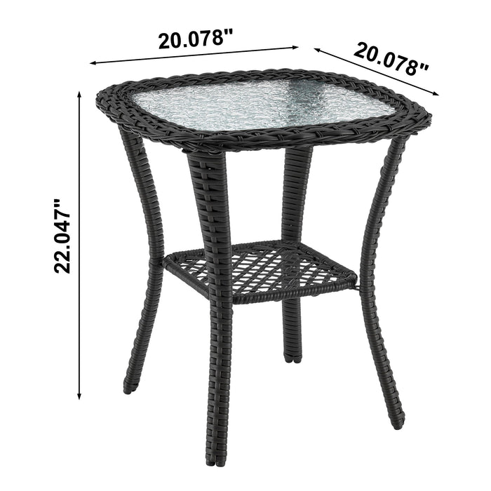 Manhattan Comfort Fruttuo Swivel Steel Rattan 3-Piece Patio Conversation Set - Grey