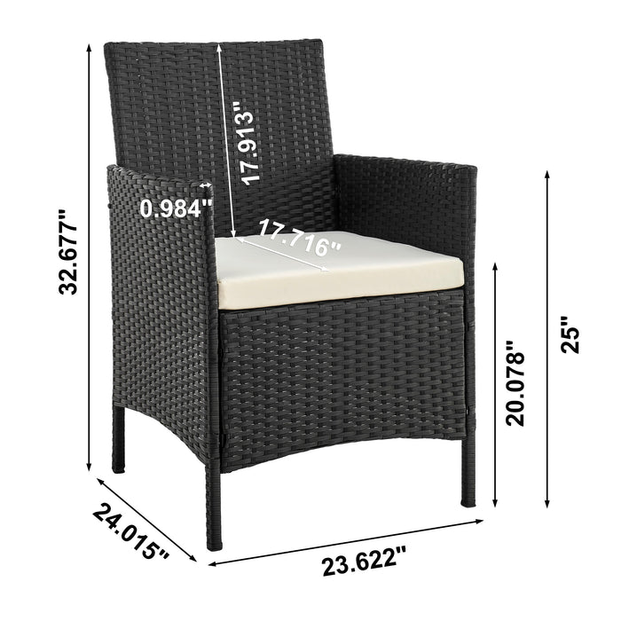 Manhattan Comfort Imperia Steel Rattan 3-Piece Patio Conversation Set - Cream