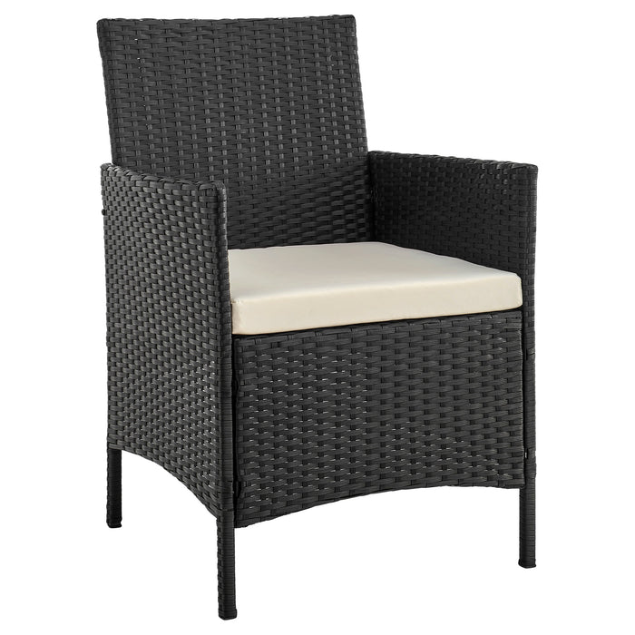 Manhattan Comfort Imperia Steel Rattan 3-Piece Patio Conversation Set - Cream