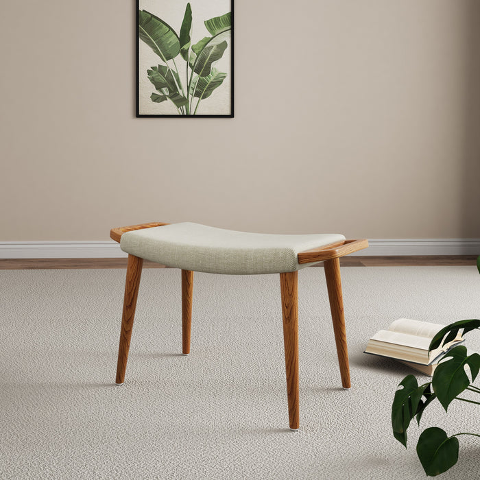 Manhattan Comfort Geta Ottoman - Barley & Antique Walnut