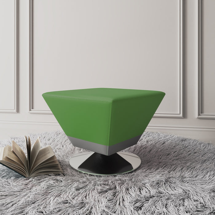 Manhattan Comfort Diamond Polished Chrome Swivel Ottoman - Green