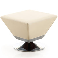 Manhattan Comfort Diamond Polished Chrome Swivel Ottoman - Tan