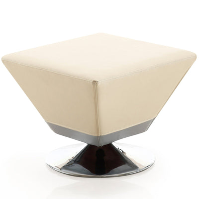 Manhattan Comfort Diamond Polished Chrome Swivel Ottoman - Tan|Pouf pivotant Diamond de Manhattan Comfort en chrome poli - tan