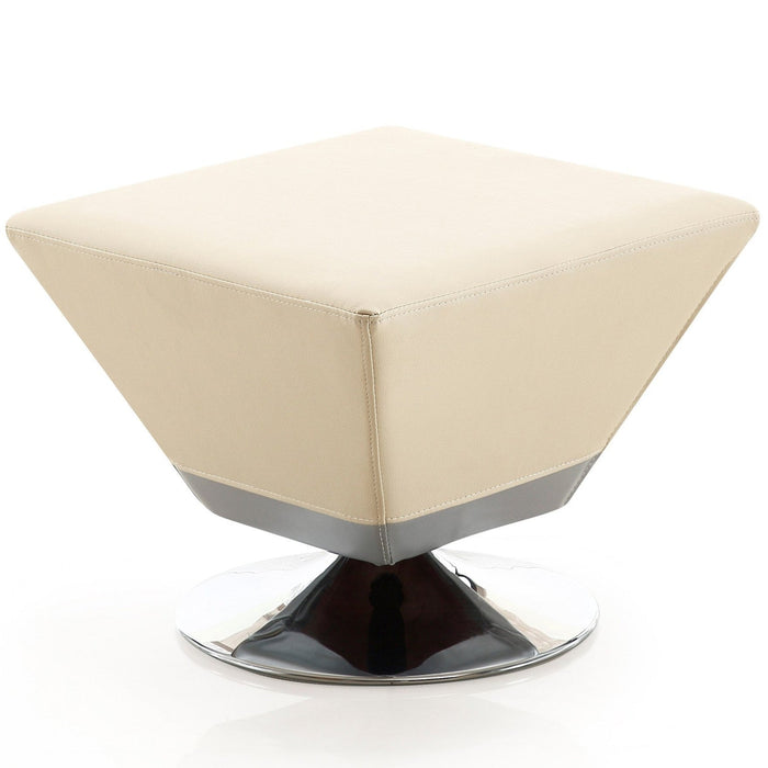 Manhattan Comfort Diamond Polished Chrome Swivel Ottoman - Tan
