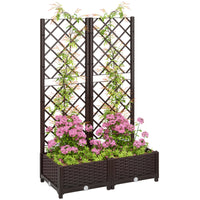 Outsunny Plastic Raised Bed, Garden Box With Trellis, 32