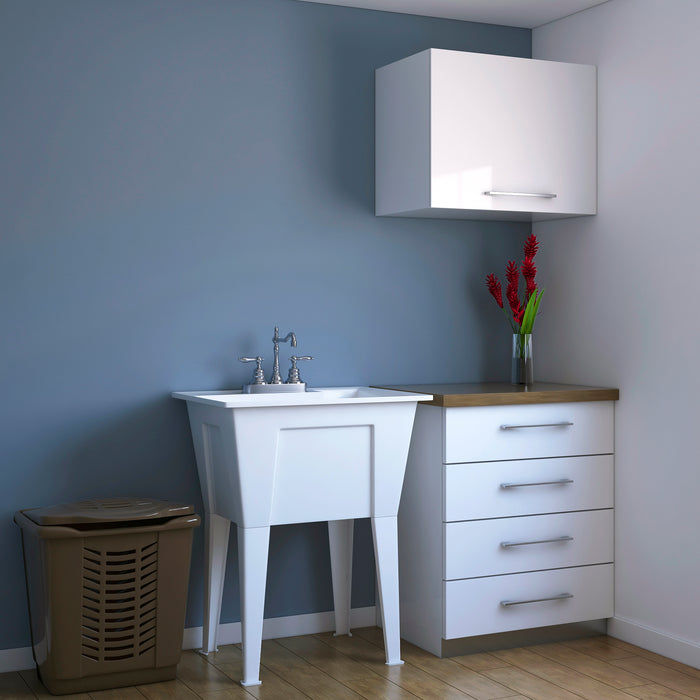 Palary Laundry Tub Accent Cabinet - White