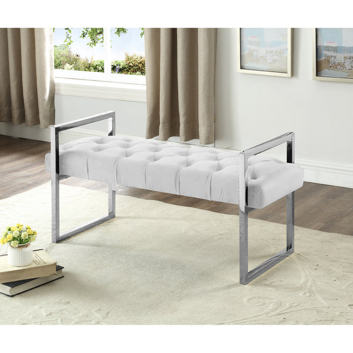 Imperial Tufted Bench with Silver Stand Beige Benches