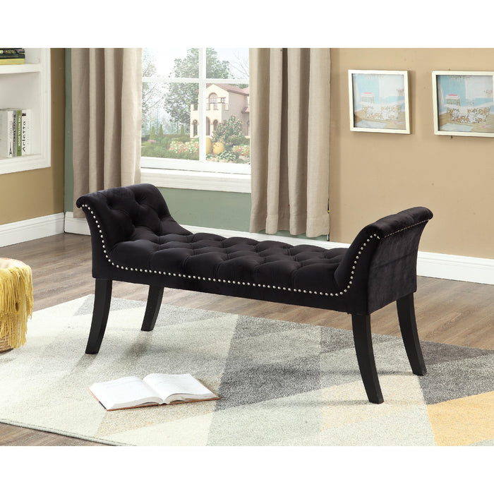 Imperial Tufted Bench with Armrest Black Benches