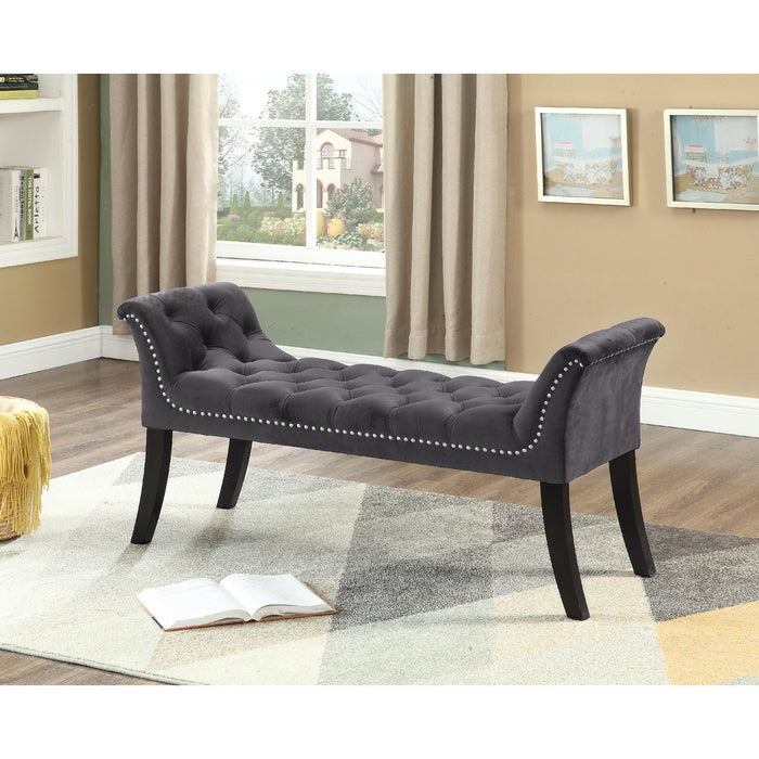 Imperial Tufted Bench with Armrest Grey Benches