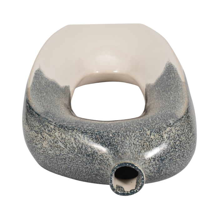 16” Ceramic Open Cut Out Vase – Ivory and Blue 