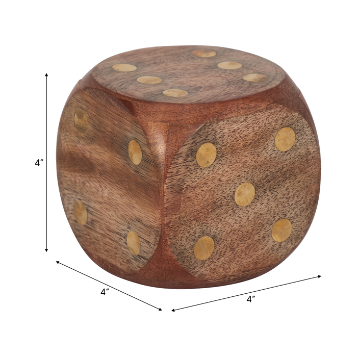 4” Antique Wood Dice – Brown
