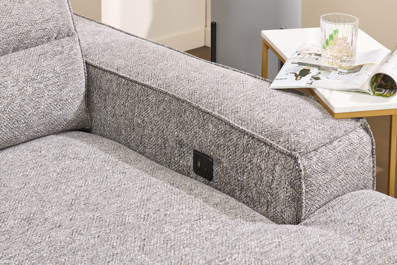 Shaquille O’Neal Home Prestige 6-Piece Sectional with Power Reclining and Power Sliding– Grey 