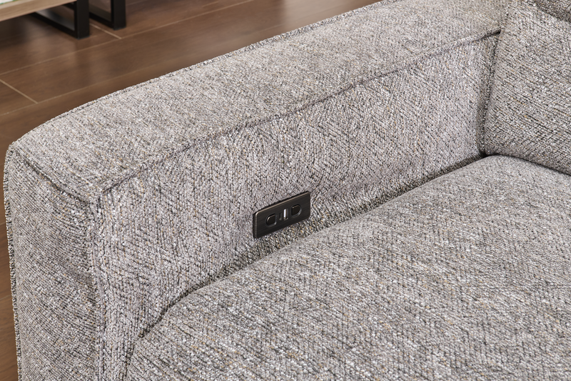 Shaquille O’Neal Home Prestige 6-Piece Sectional with Power Reclining and Power Sliding– Grey 