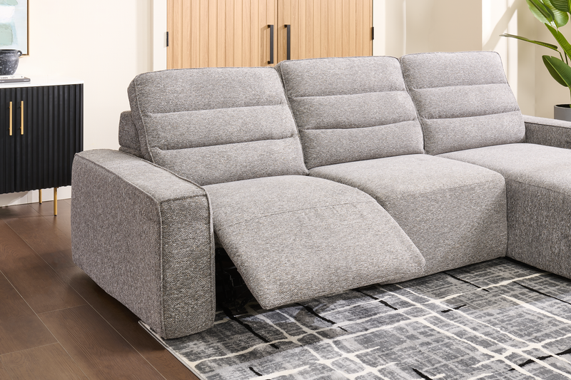 Shaquille O’Neal Home Prestige 3-Piece Right-Facing Sectional with Power Reclining – Grey