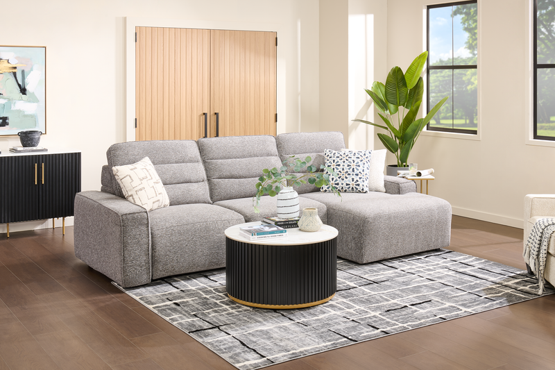 Shaquille O’Neal Home Prestige 3-Piece Right-Facing Sectional with Power Reclining – Grey
