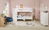 Quinn Bunk Bed with Built-in Staircase Dresser & Guard Rail for Kids, White - Twin/Twin | Lits superposés Quinn pour enfants avec commode escalier intégrée et garde-corps, blancs - simple et simple