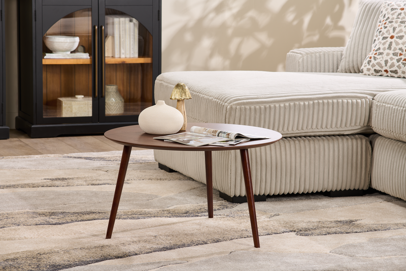 Willow 2-Piece Fabric Sectional with Removable Cushions and Chaise Ottoman – Sand