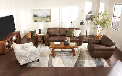 Galeveston 50" Rustic Coffee Table with Casters - Brown Woodgrain Wood|Table à café rustique Galeveston de 50 po avec roulettes - bois à grain de bois brun