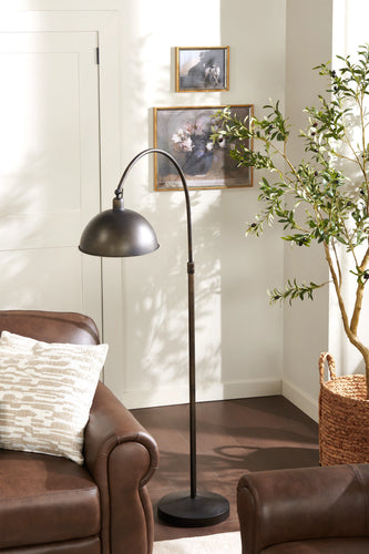 62.75" Bean Bronze Metal Floor Lamp with Adjustable Lamp Head