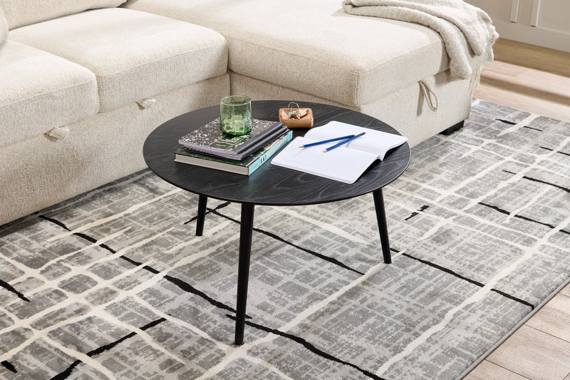 Viola 29.5\" Modern Round Top Coffee Table – Black Ash 