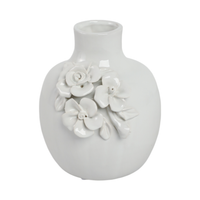 6.25” Ceramic Rose Bud Vase – White  