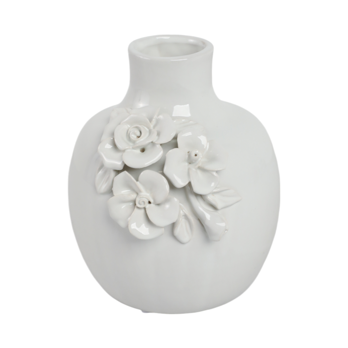6.25” Ceramic Rose Bud Vase – White 