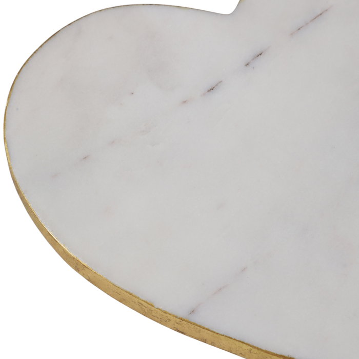 Marble Heart Tray with Gold Edges – White