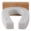 Marble 8.25” Horseshoe Sculpture with Wood Base – White | Sculpture de fer à cheval de 8,25 po en marbre avec base en bois - blanche