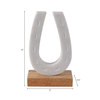 Marble 8.25” Horseshoe Sculpture with Wood Base – White | Sculpture de fer à cheval de 8,25 po en marbre avec base en bois - blanche