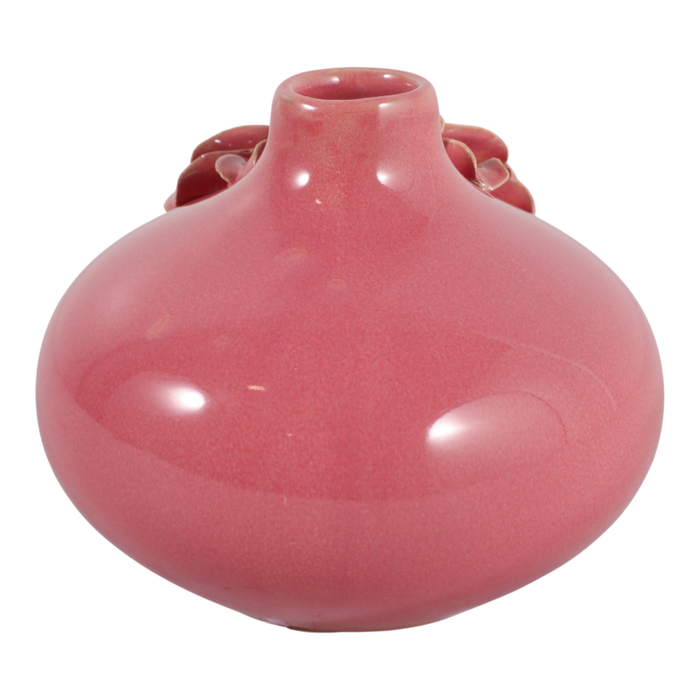 4.75” Ceramic Dahlia Short Bud Vase – Pink 