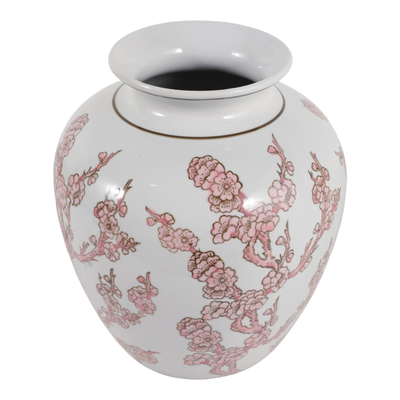 13” Ceramic Chinoiserie Cherry Blossom Vase – Pink  | Vase à fleurs de cerisier Chinoiserie de 13 po en céramique - rose