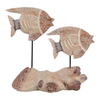 11” Natural Wood Fish on Stand – Red | Poisson sur socle de _ po en bois naturel - rouge