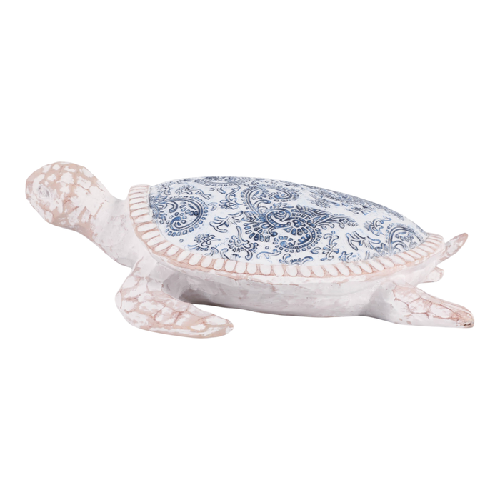 4” Paisley Print Turtle in Shell – Light Blue