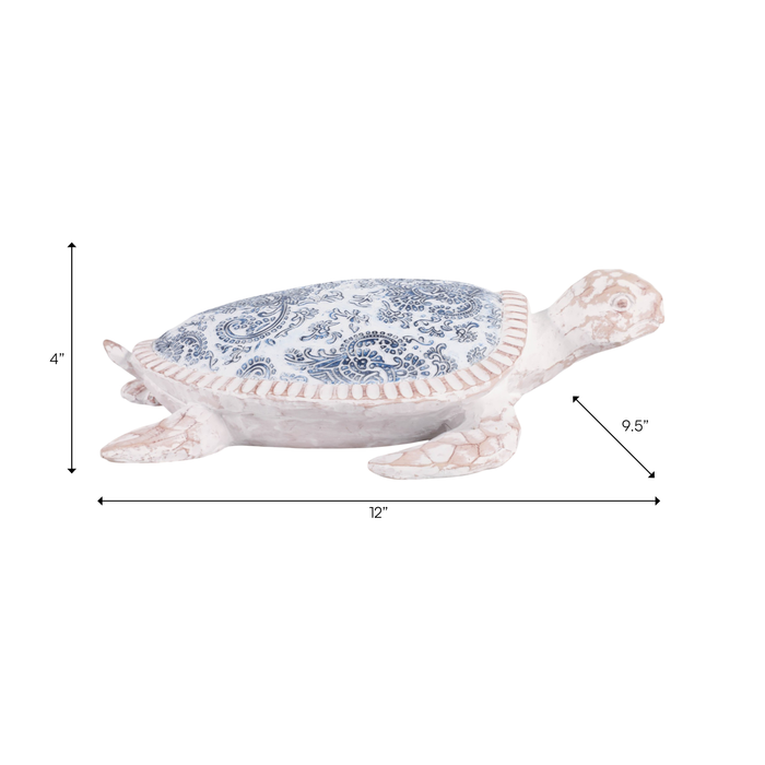 4” Paisley Print Turtle in Shell – Light Blue
