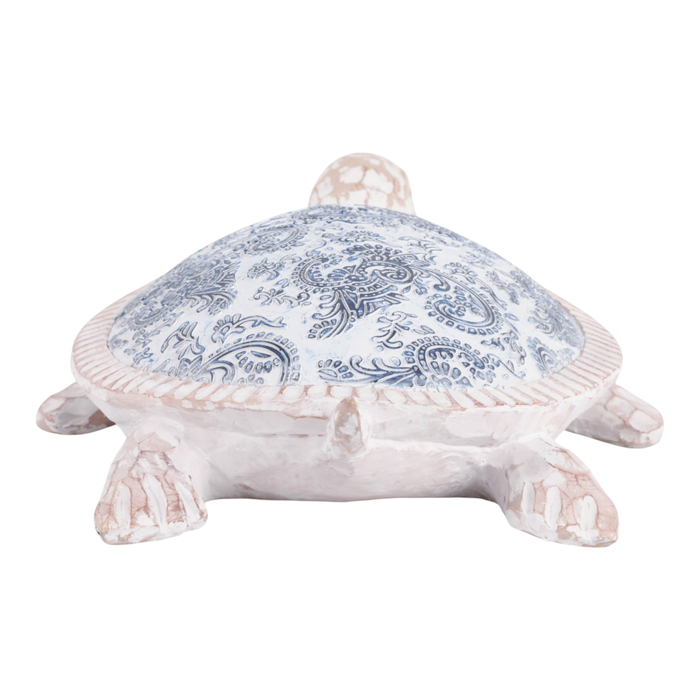 4” Paisley Print Turtle in Shell – Light Blue