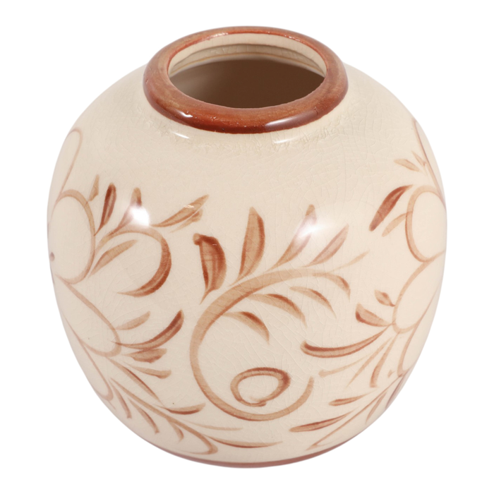 6” Ceramic Hand Painted Flower Vase – Light Brown 