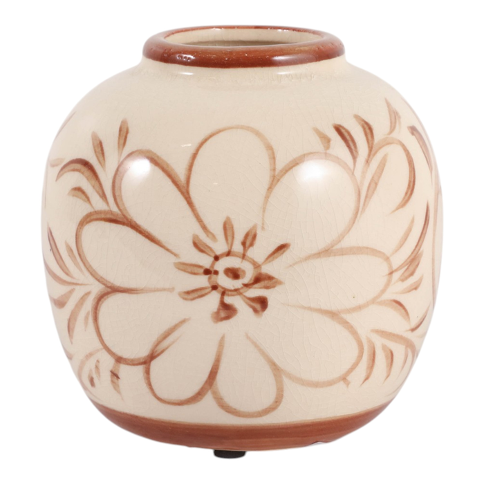 6” Ceramic Hand Painted Flower Vase – Light Brown 