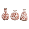 6.75” Set of 3 Ceramic Floral Cottage Bud Vases – Red and Ivory  | Ensemble de 3 vases à fleurs Cottage de 6,75 po en céramique à motif floral- rouge et ivoire