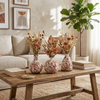 6.75” Set of 3 Ceramic Floral Cottage Bud Vases – Red and Ivory  | Ensemble de 3 vases à fleurs Cottage de 6,75 po en céramique à motif floral- rouge et ivoire