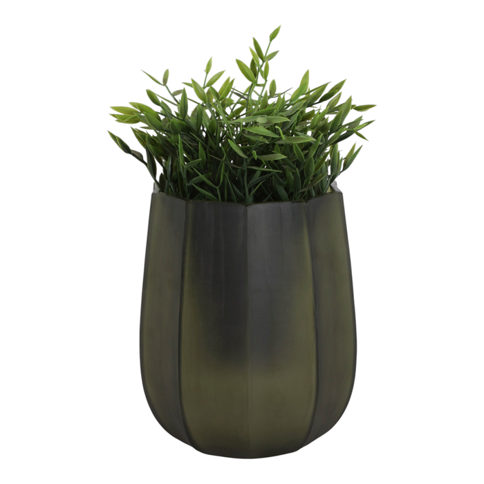 8” Faceted Glass Hurricane Vase – Emerald