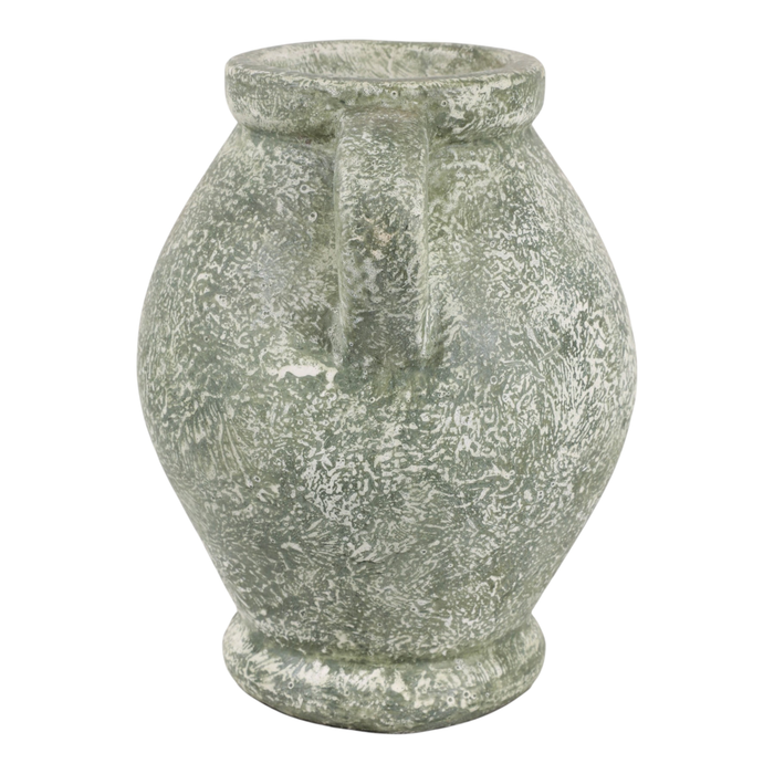 10.25” Terracotta Vase with Handle – Green 