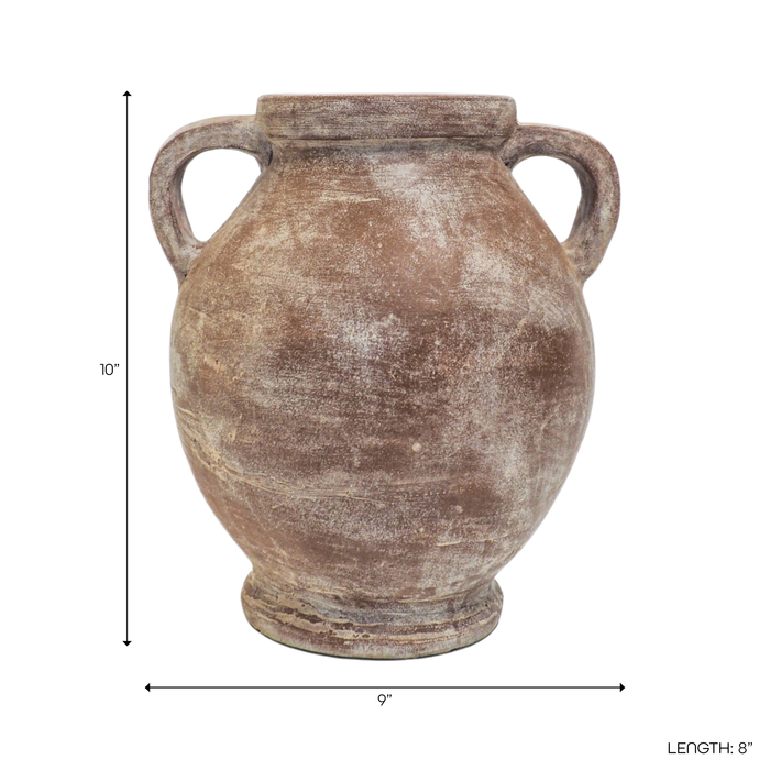 10” Terracotta Vase with Handle – Mauve 