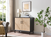 Alenna 36" 2-door Accent Cabinet with Adjustable Shelves and Black Hardware - Black and Weathered White | Armoire décorative Alenna de 36 po à 2 portes avec tablettes réglables et quincaillerie noire - noir et blanc vieilli