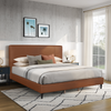 Alix Upholstered Platform Bed in Brown Fabric – King Size | Lit plateforme rembourré Alix en tissu brun - format très grand lit
